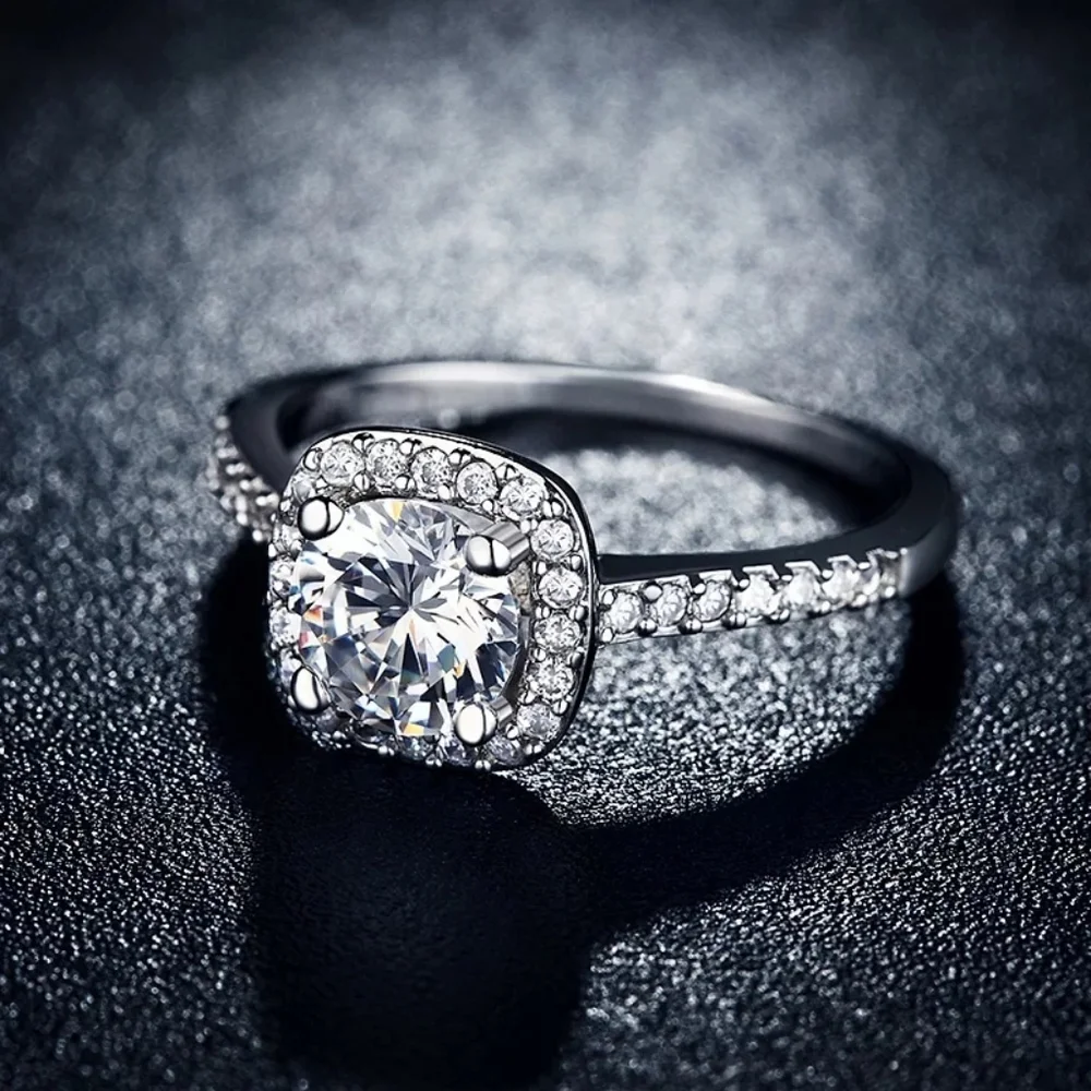NEW 925 Silver Diamond Halo Engagement Ring - Picture 2 of 4